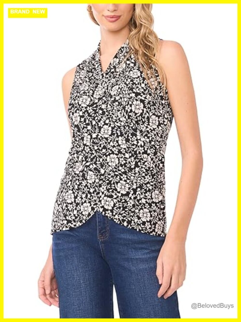 Sleeveless Front Crossover Wrap Tank Top Adjustable Fit
